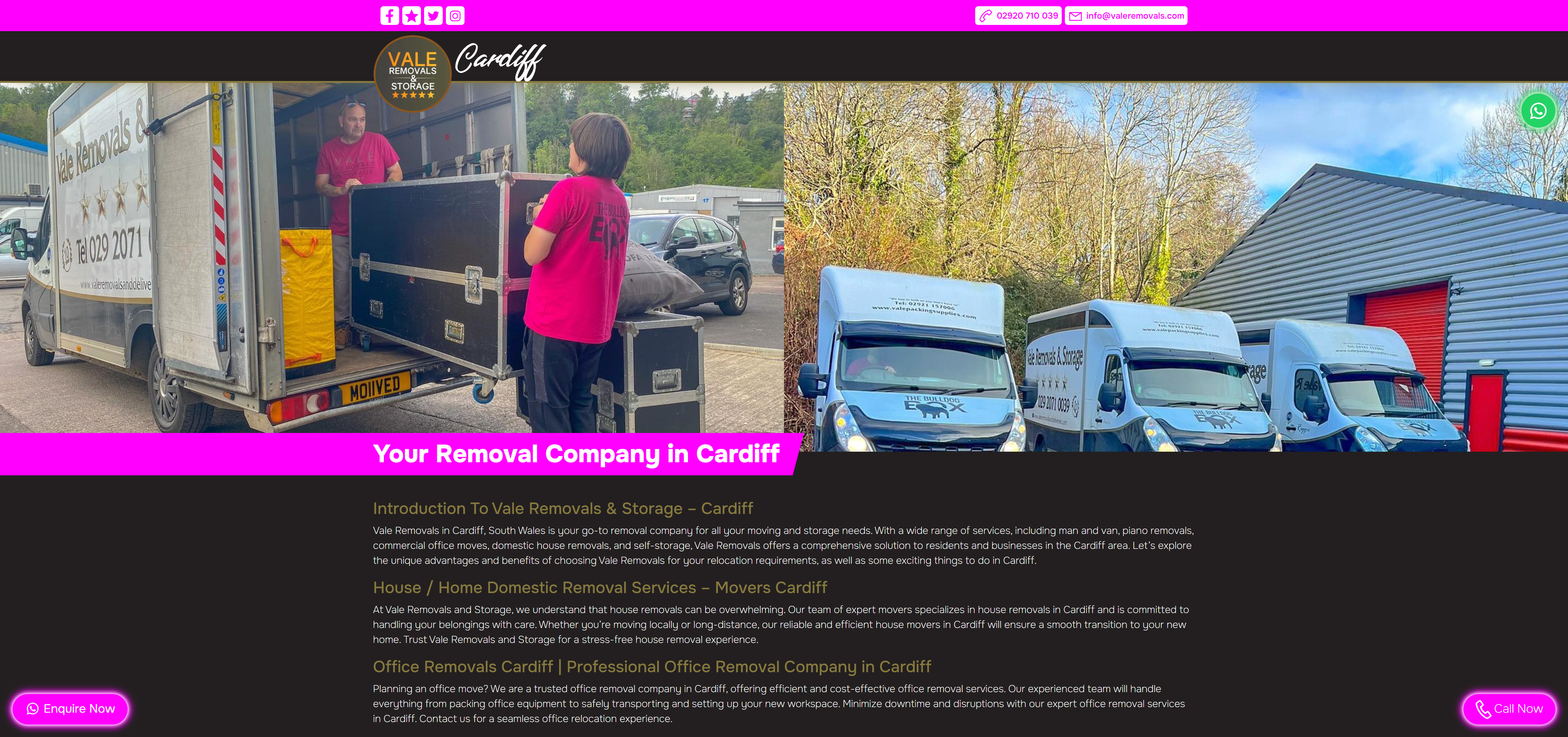 Vale Removals – Professional Removal Services Website